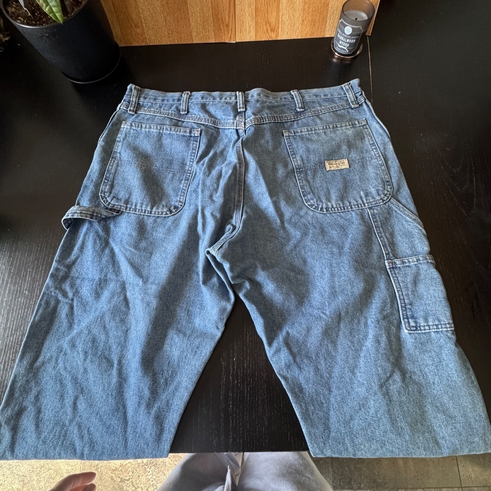 Wrangler Men's Wrangler  Regular Fit Carpenter Jeans Size 38x29 Denim Blue - Picture 2 of 5